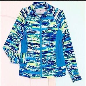 Mambo Australia Girls Blue Multicolor Sport Active Zip Up Jacket Size 10/12